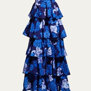 NWOT Studio 189 Tropical Tiered Blue Ruffle Skirt